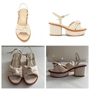 EUC RAYE Arden Open Toe Block Heel Tweed Sandal In Natural